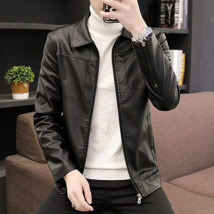 Plus velvet men's leather jacket fleece winter Thicken warm new trend motorcycle leather jacket men Fashion warm leather coat