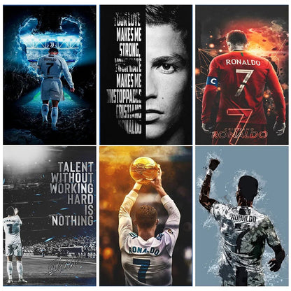 Portugal Super Football Star CR7 Cristiano Ronaldo Poster Prints Motivational Quotes Canvas Painting Soccer Fans Room Decor