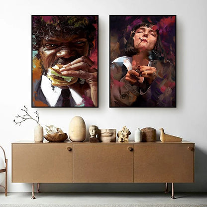 Pulp Fiction Movie Canvas Art Print Vintage Movie Poster Living Room Decoration Mural Modern Home Wall Decor Painting Unframed
