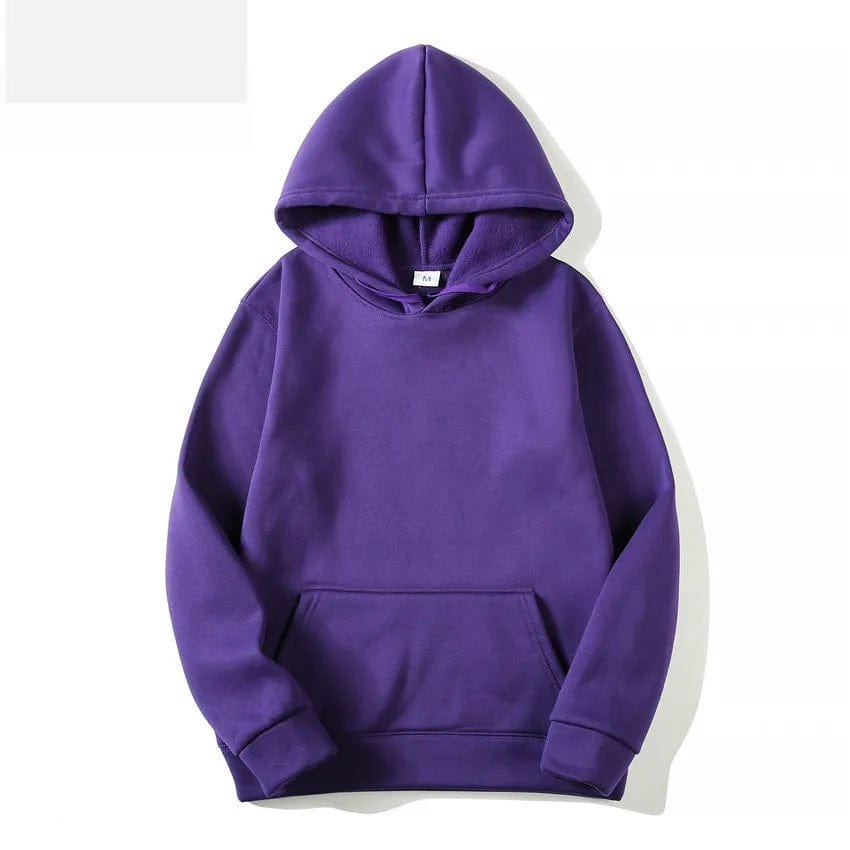 Purple / XS Casual Soft Comfort: Stylish Solid Colour Men's Hoodies