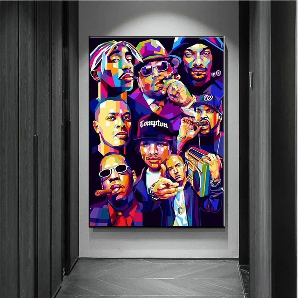 QP10804-15 / 40x60cm No Frame Music Legends Graffiti Wall Art Canvas Paintings Famous Hip Pop Stars Rapper Watercolor Poster Print Picture for Home Bar Decor