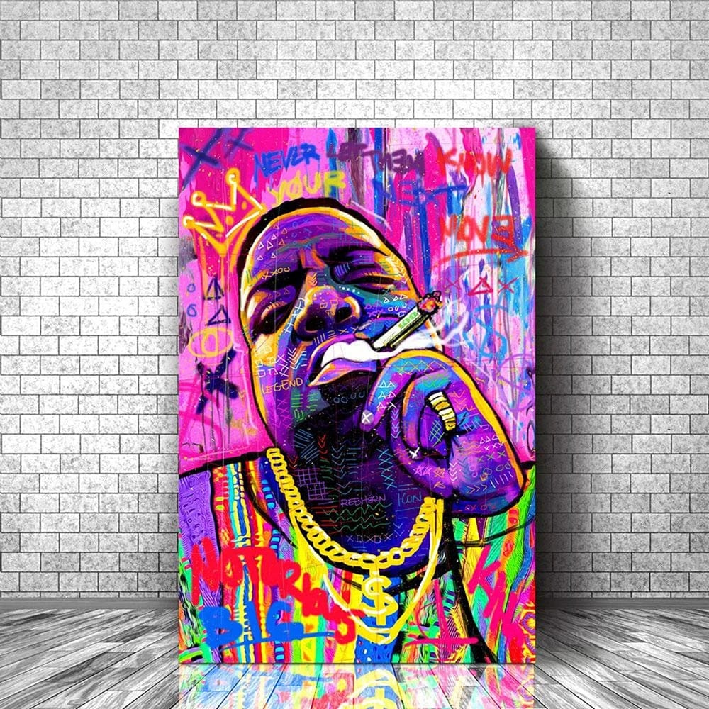 QP10804-16 / 40x60cm No Frame Music Legends Graffiti Wall Art Canvas Paintings Famous Hip Pop Stars Rapper Watercolor Poster Print Picture for Home Bar Decor