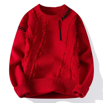 Red / Asia M(165cm-50kg) Autumn Winter Warm Mens Sweaters Fashion Turtleneck Patchwork Pullovers New Korean Streetwear Pullover Casual Men Clothing