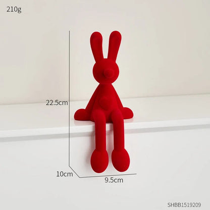 Red-Height 22.5cm Nordic Abstract Rabbit Figurines Bunny Resin Statue Modern Art Décor