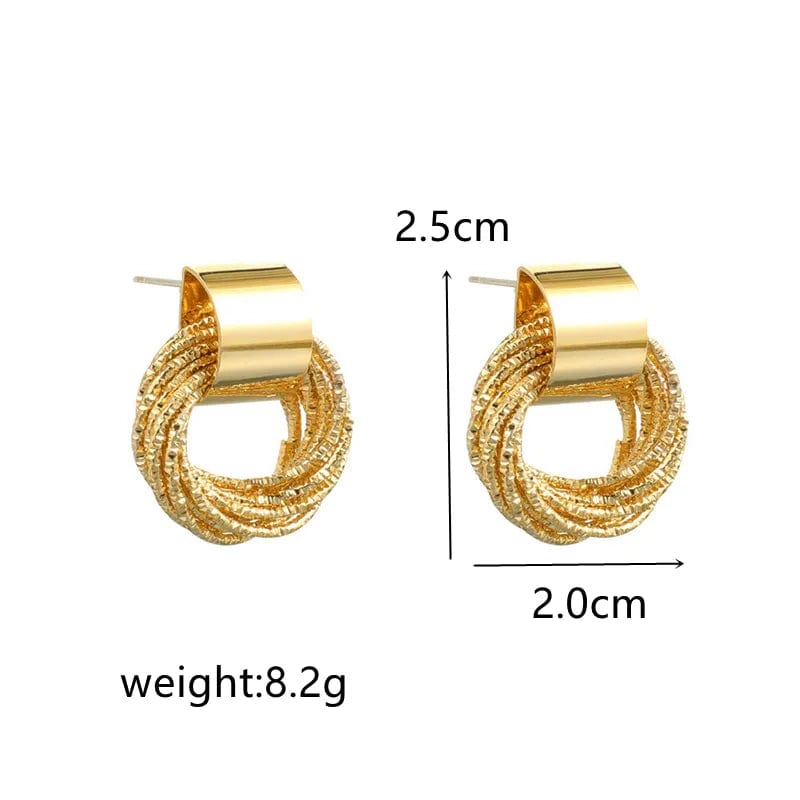 Retro Metal Gold Color Multiple Design Stud Earrings for Women