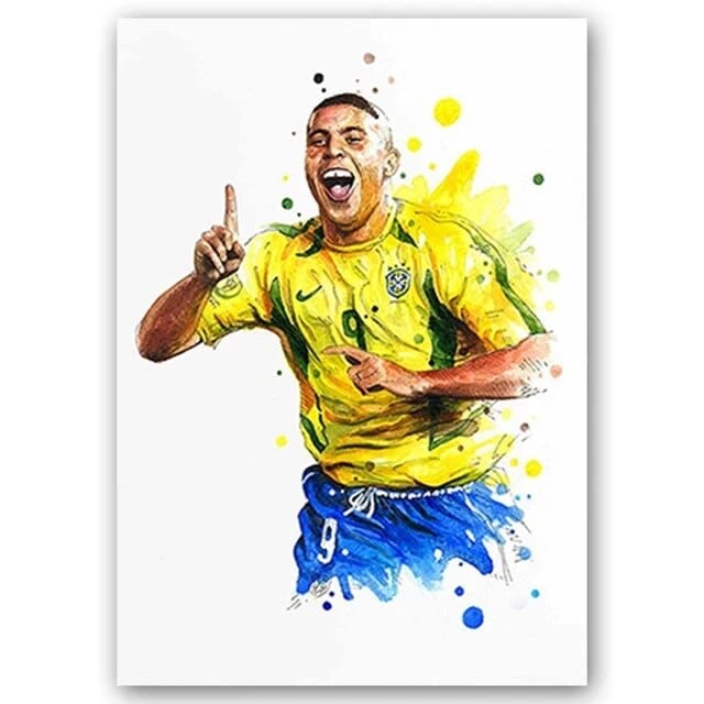 Ronaldo / Small - 40X60cm Unframed Football Soccer Legends Vibrant Watercolor Wall Art Posters: High Quality Canvas Painting Prints for Home Decor, Bedroom, and Office