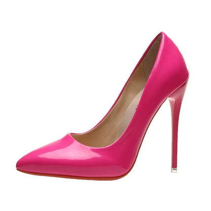 Rose Red / 35 Fashion High Heels Women's Shoes 12cm Thin Stiletto Pointed Toe