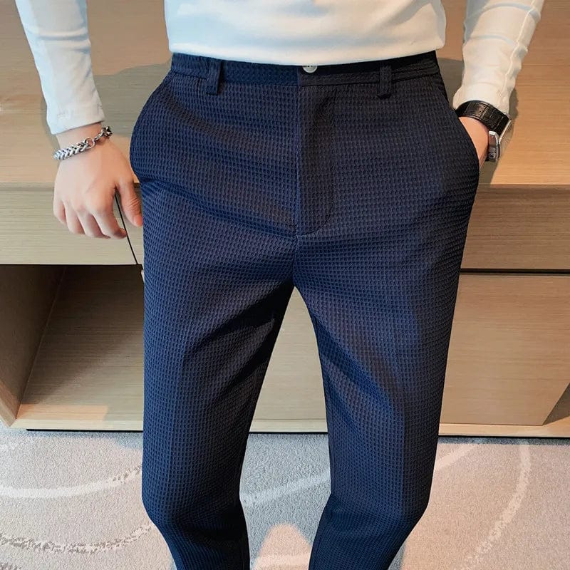 Dress Pants For Men High Quality Korean Luxury Clothing Slim Fit Casual  Men's Formal Trousers All Match Plaid Suit Pants 28-36