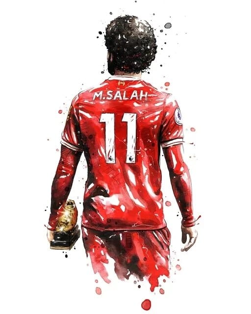 Salah / Small - 40X60cm Unframed Football Soccer Legends Vibrant Watercolor Wall Art Posters: High Quality Canvas Painting Prints for Home Decor, Bedroom, and Office