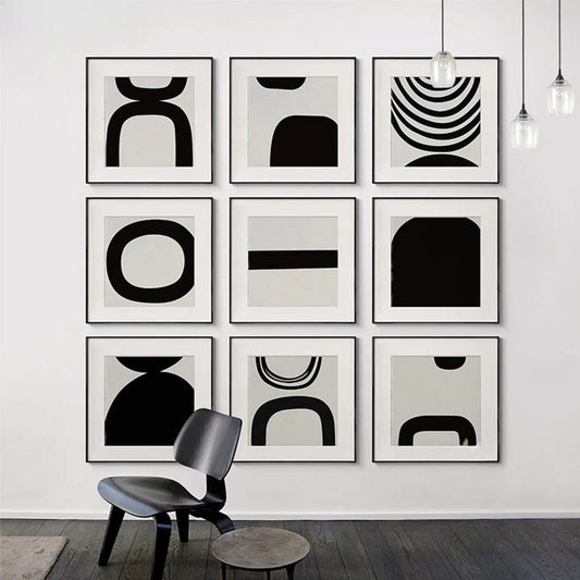 Scandinavian Simple Wall Art Modern Black and White Abstract HD Canvas Poster Print Home Bedroom Living Room Decoration