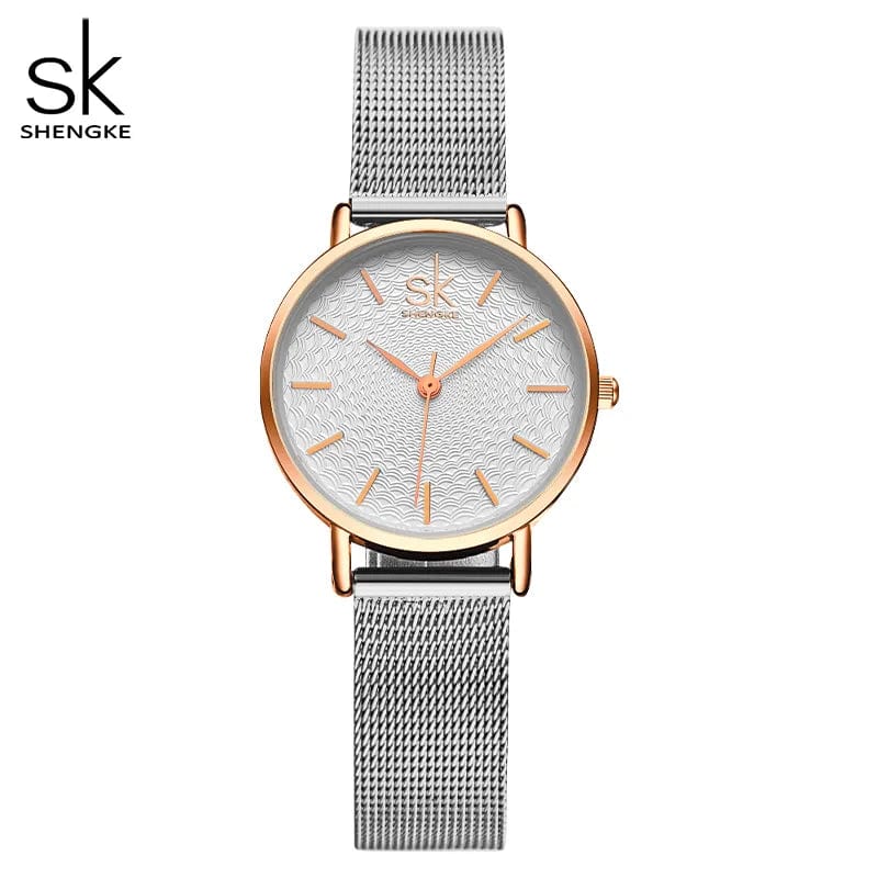 Silver 2 Women's Luxury Super Slim Sliver Mesh Stainless Steel Watches