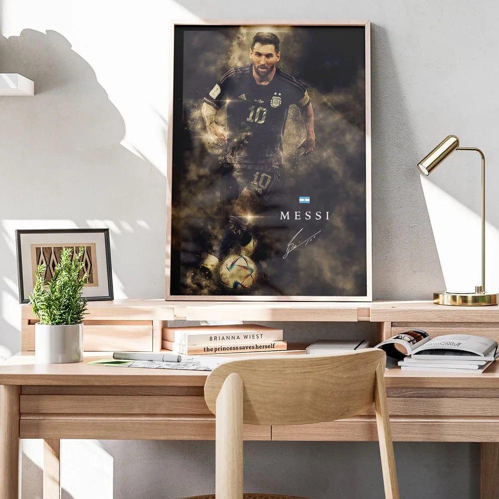 SP206 / 40x60cm(No Frame) Doodle Football Star Messi Retro Poster Wall Art Decoration Painting  Room Home Decor Soccer Club Fans Collection Gifts No Frame