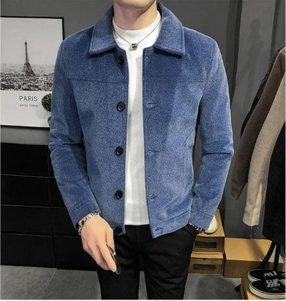 Thickened Wool Blend Streetwear Over Coat Jacket for Men