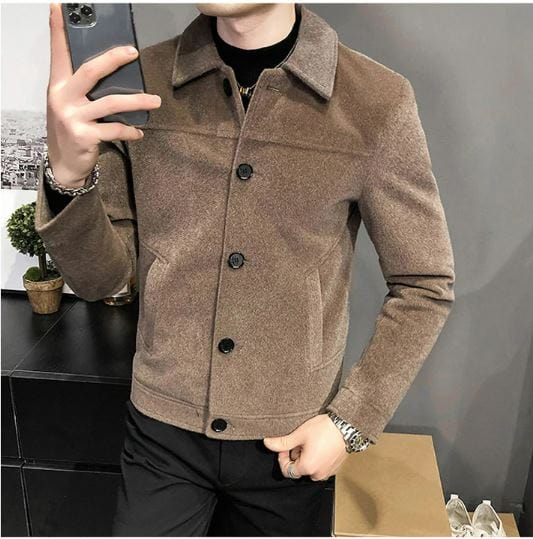 Thickened Wool Blend Streetwear Over Coat Jacket for Men