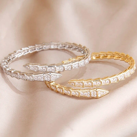Timeless Elegance: Women's Snake Crystal Open Bangles, Bracelets, Earrings, Rings