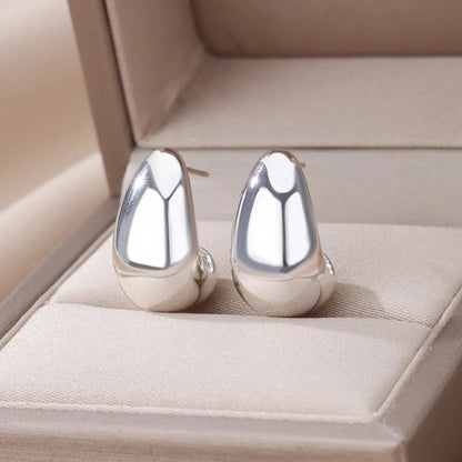 Timeless Glamour: Gold or Silver Plated Stainless Steel Chunky Tear Drop Earrings