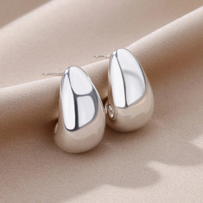 Timeless Glamour: Gold or Silver Plated Stainless Steel Chunky Tear Drop Earrings