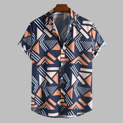 Trendy Hawaiian Summer Shirt - Casual Men's Fashion Lapel Print Short Sleeve Top