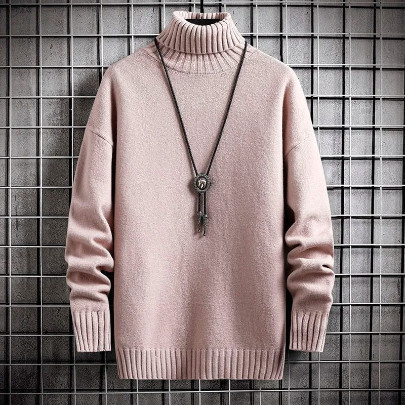 Trendy Winter Turtleneck Cashmere Sweater for Men - Plush & Warm Solid Colour Pullover