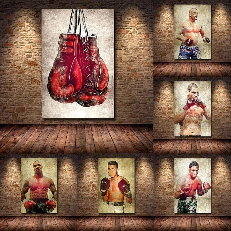 Vintage Boxing Gloves Wall Art Mike Tyson Muhammad Ali Oil On Canvas Posters And Printed Men'S Bedroom Decor Gifts