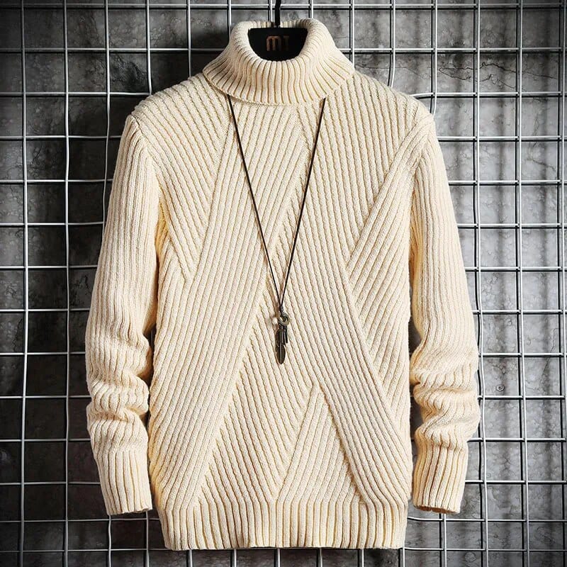 Vintage Wool Sweater - Elevate Your Style: Thickened Warm Turtleneck Sweater Loose Fit Stylish Knitted Winter Pullover