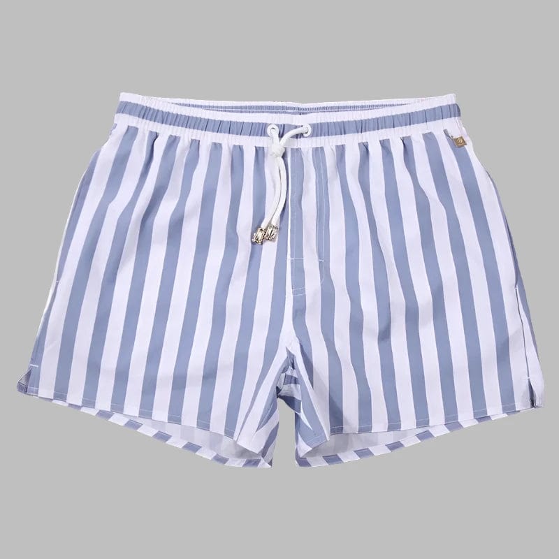 Violet / 36-38 Waist Men's Striped Beach Vacation Shorts: Lined Swim Trunks for Hot Springs