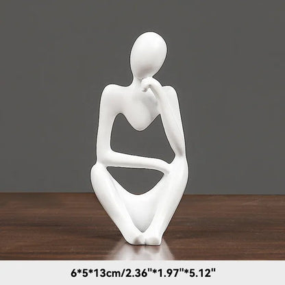 White 2 Abstract Thought Sculpture: Nordic-inspired Home Decor for Living Room, Desk, or Maison Ornaments