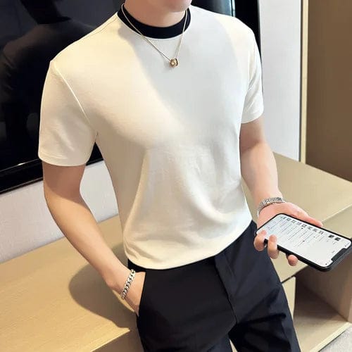 White / 2XS Men's High-Quality Slim Fit Cotton T-Shirt – Casual Short Sleeve Round Neck Fashion Top