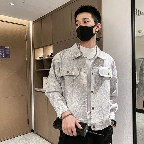 White / M 2022 Autumn Denim Jacket Men Casua Social Streetwear Outwear Fashion Loose Streetwear Social Windbreaker Coat Men Clothing