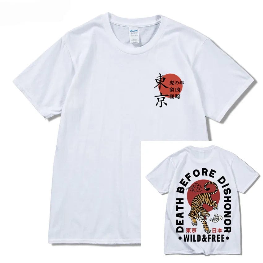 White / S 2023 Japan Tokyo Harajuku T-Shirt Oversized HipHop Streetwear Anime Tiger Print T Shirt Men Japanese Tshirt Summer Tops Cotton