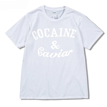 White / S WZZAE 2023 New COCAIN & CAVIAR Men's Short-sleeved Cotton T-shirt Men Bottoming Shirt Solid Color Casual O-Neck Male Tops & Tees