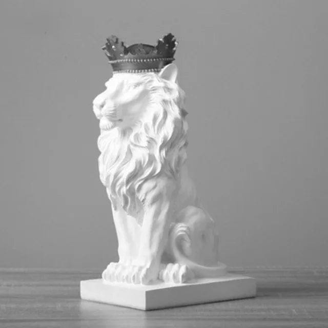 White Sliver Crown / 18x10cm Resin Lion Statue Crown Lions Sculpture Animal Figurine Abstract Decoration Home Decor Nordic Model Decor Table Ornaments