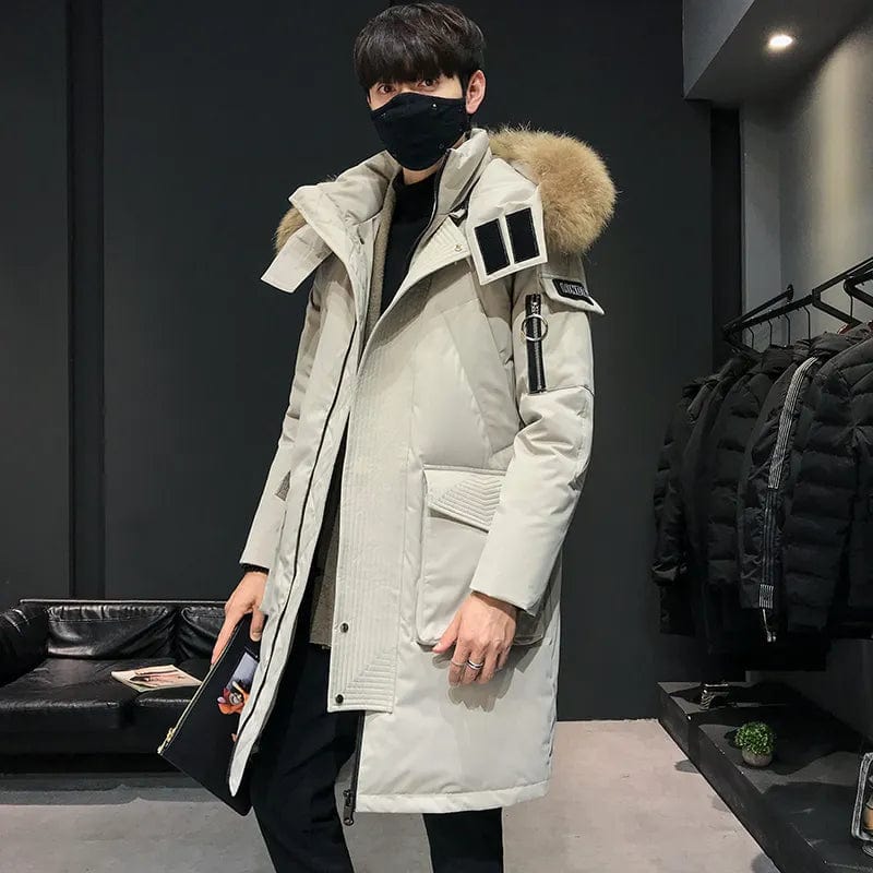 White / XS Men's Winter Warm Jacket 2023 New Thick Casual Hooded Long Down Windbreaker Men Coat Brand Oversized Black Windproof Men Parkas