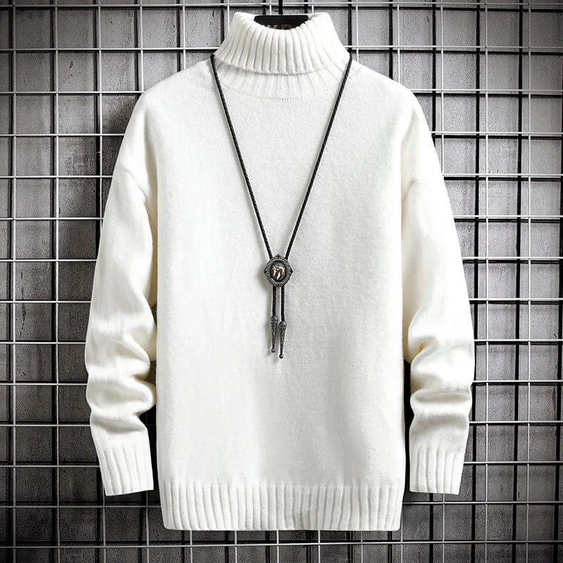 White / XS Trendy Winter Turtleneck Cashmere Sweater for Men - Plush & Warm Solid Colour Pullover
