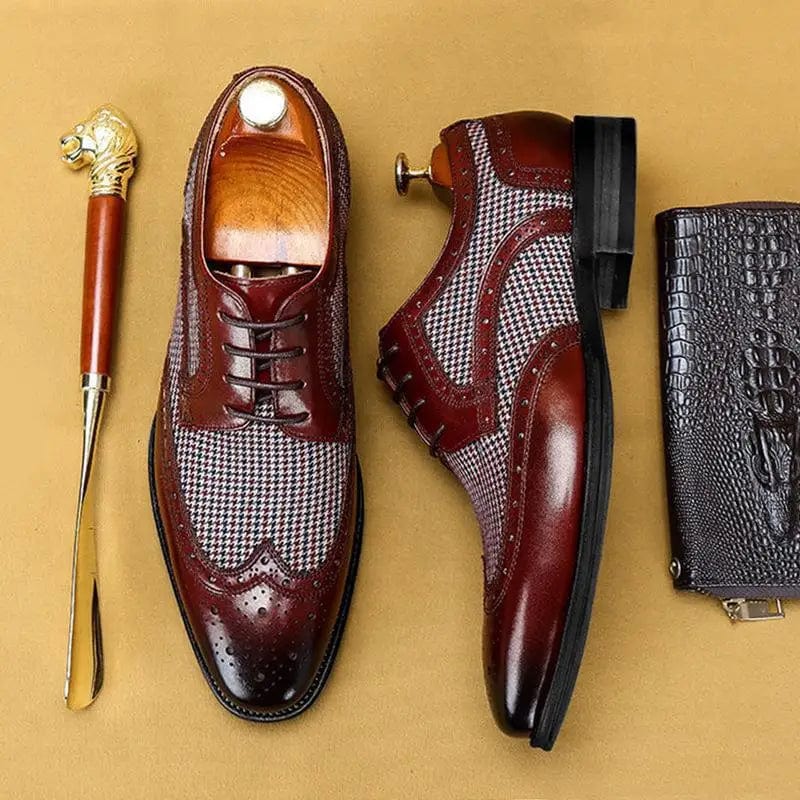 wine red / 43 Leather Brogues Men Big Size Fashion Wedding Party Men Dress Shoes Italian Designer Male Drivng Formal Shoes Lace Up Men Oxfords