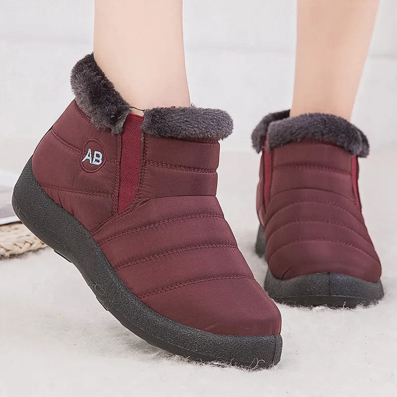 WineRed2 / 35 Luxury Winter Essentials: Waterproof Ankle Boots for Women - Keeping You Warm in Style!