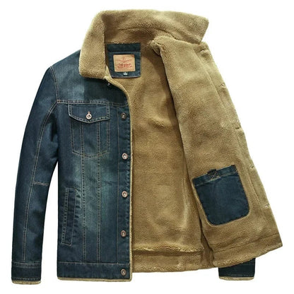 Winter Denim Jacket Men's Wool Thick Thermal Men'Jacket Jacket Denim Coat Multi Pocket Denim Clothing Men's Outdoor Jacket L-6XL