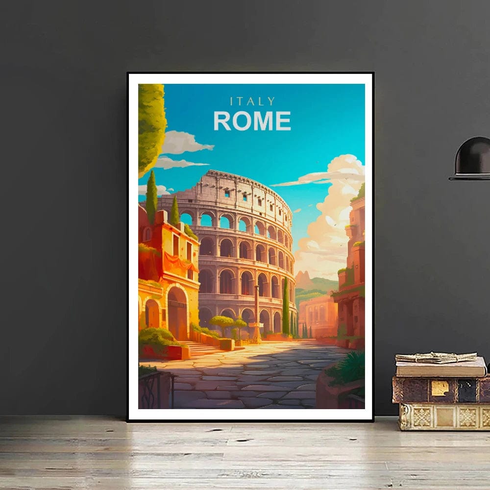 World Travel Locations Canvas Artwork Prints Rome Japan Paris Landmark Landscapes Wall Art