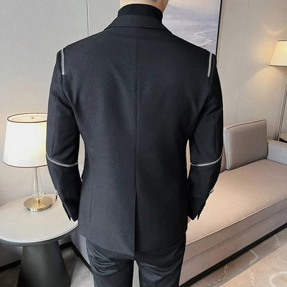 Zipper Decoration Blazer Men's Smart Slim Casual Suit Jacket